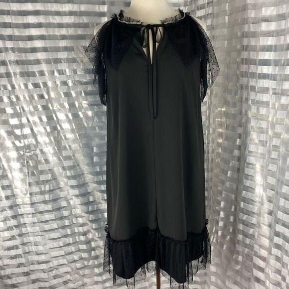 Libby Edelman Black Sleeveless Lace Rhinestone Dress - Picture 1 of 7
